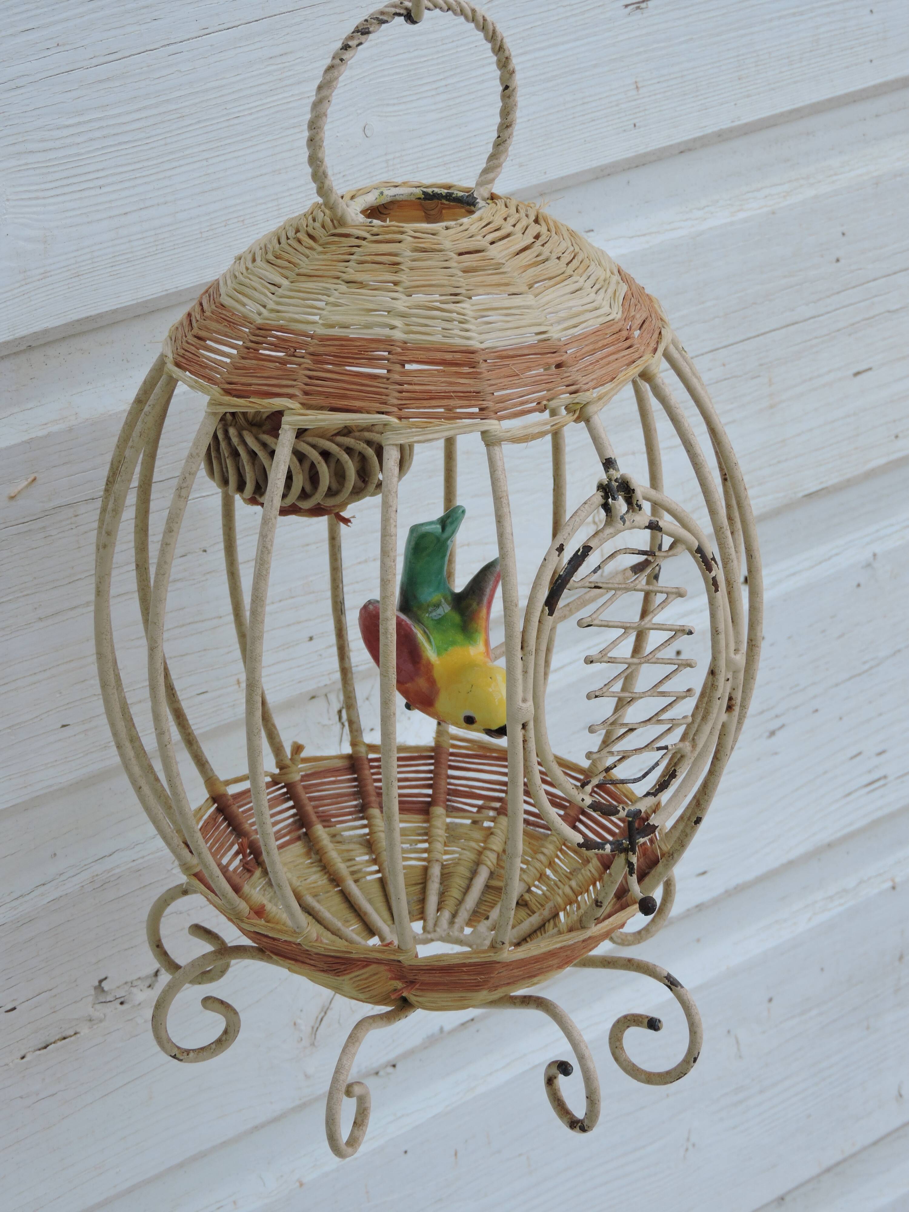 Vintage bird cage wall lamp