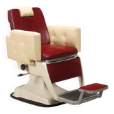 Fauteuil de barbier vintage en métal émaillé et similicuir design années 1960