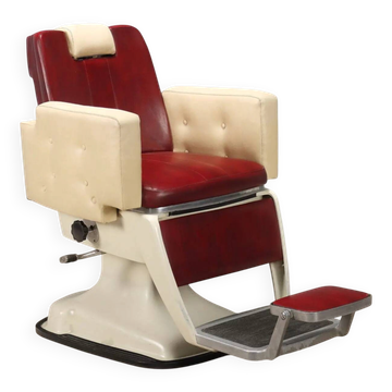 Fauteuil de barbier vintage en métal émaillé et similicuir design années 1960