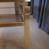 Table basse Guy Lefevre en laiton et verre