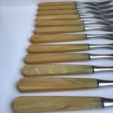 Set of 8 forks with horn dessert 60s