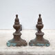 Vintage fireplace channels, cast-cast and bronze chenets