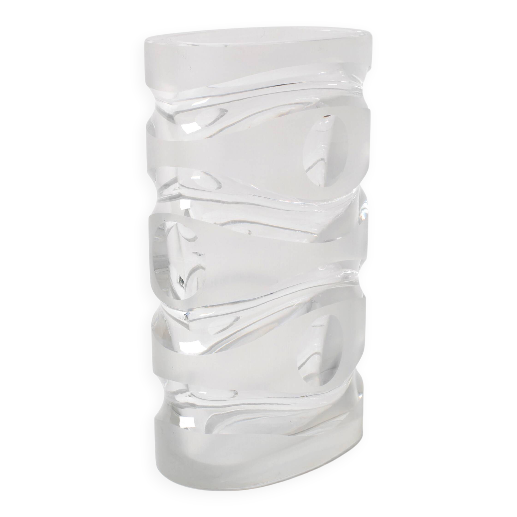 Iced and Polished Crystal Class Vase / Peill & Puzzler / Germany / 1960s