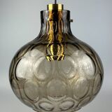 60s 70s ceiling lamp Glashütte Limburg Germany glass & brass Space Age