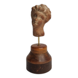 Female head in terracotta, Tanagra – Antique fragment – 4th–2nd century 14.5 cm