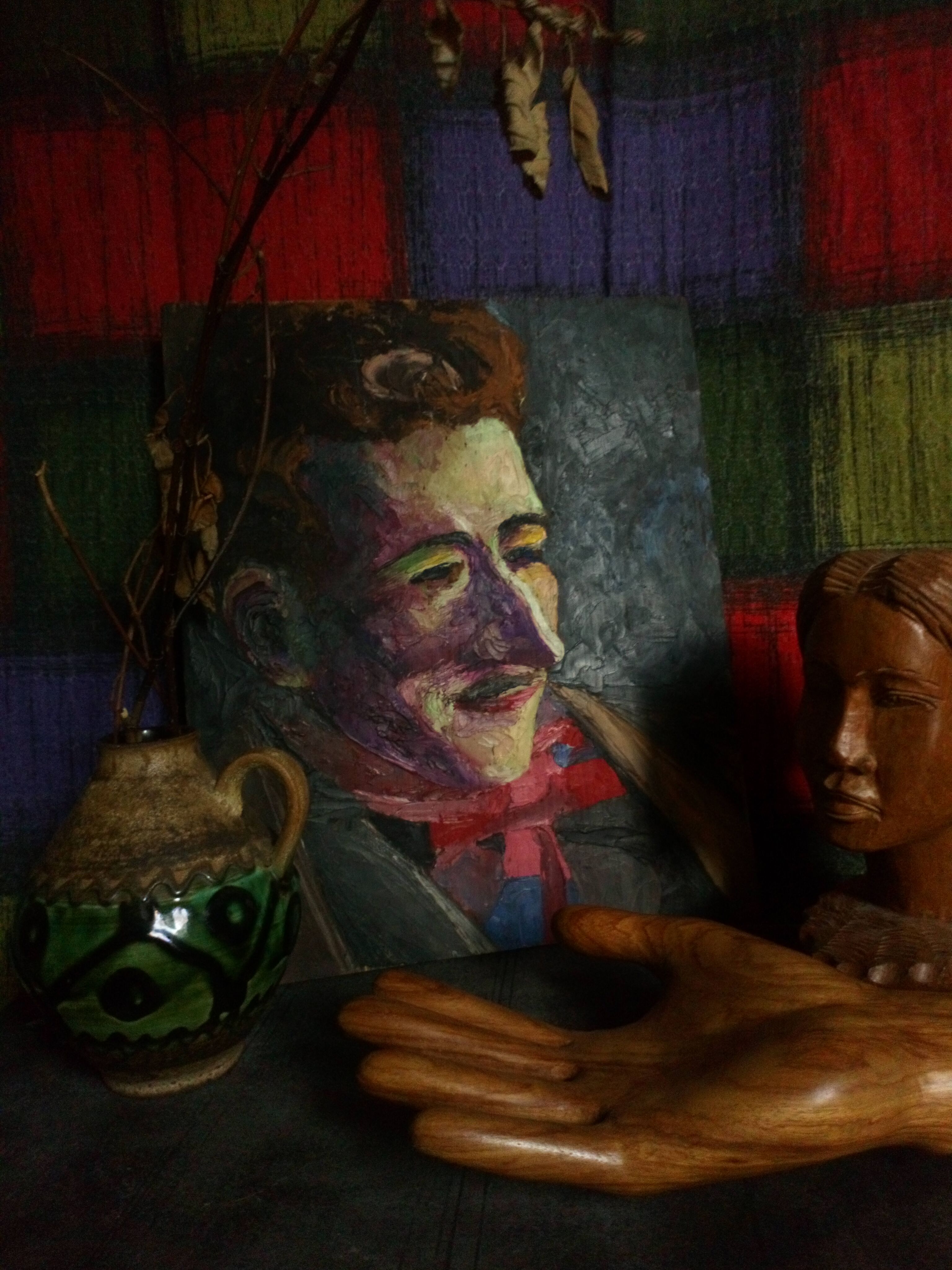 Painting portrait of a Dandy with oil on wood
