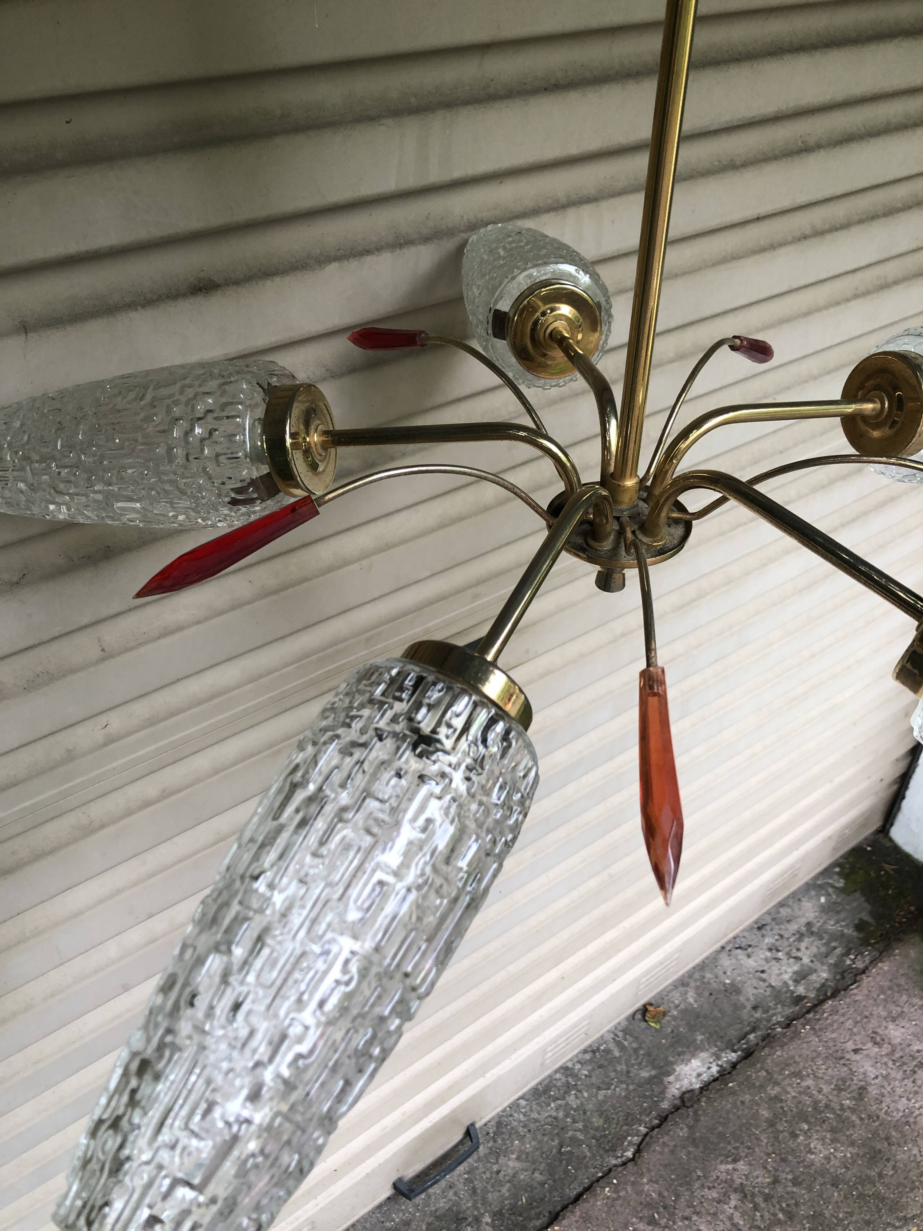 Vintage 5-light chandelier, 50's