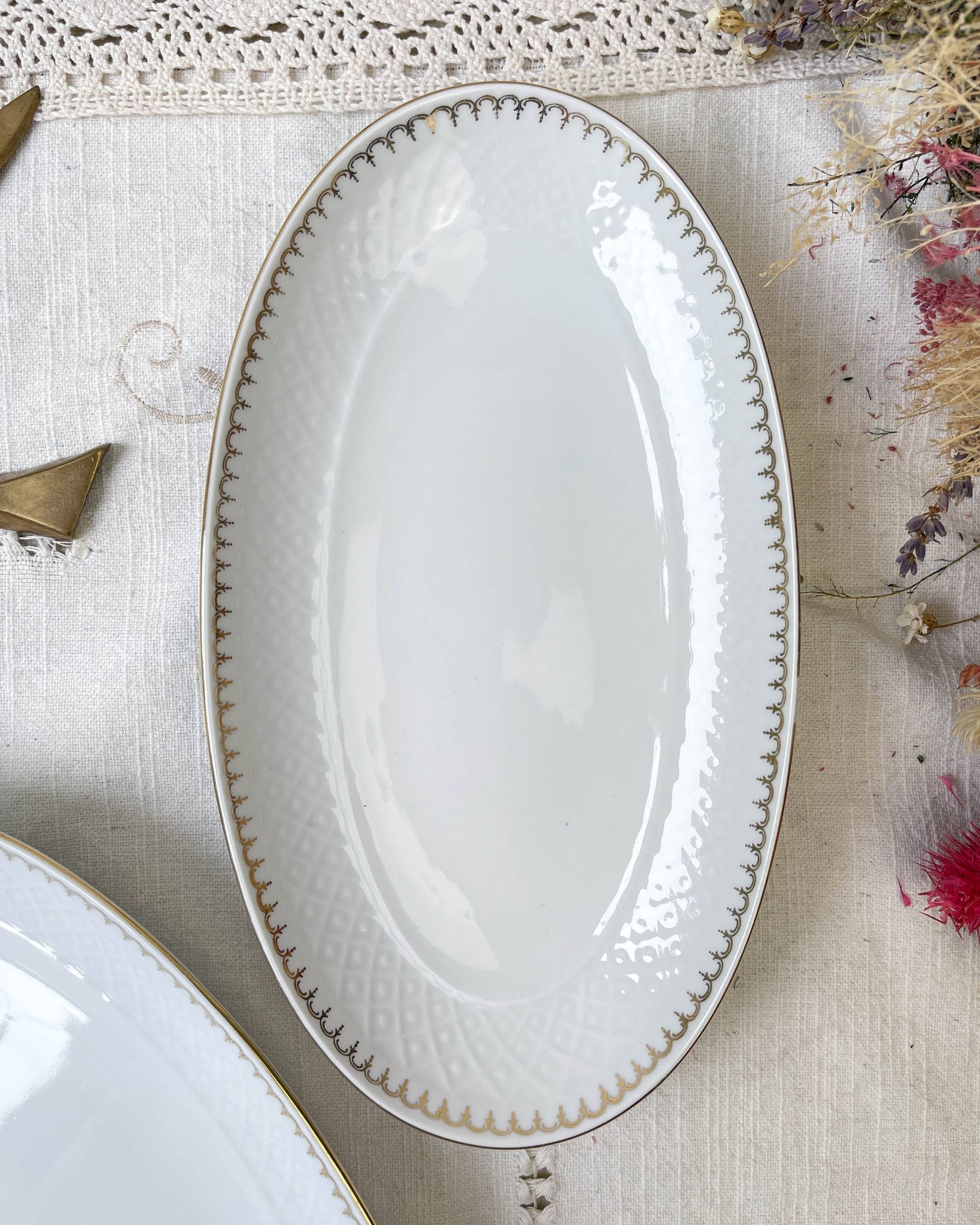 2 raviers porcelaine blanche dorée bavaria modèle "annabell"