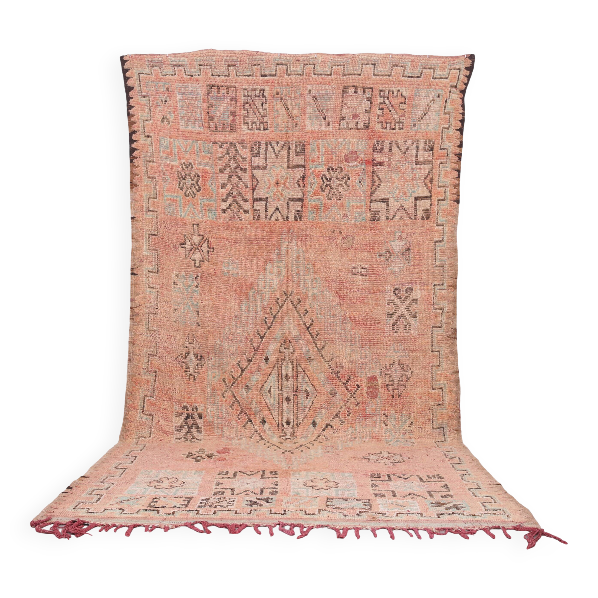 Pink Vintage Moroccan Rug 180 x 344 cm - Berber Wool Rug - Handmade Rug