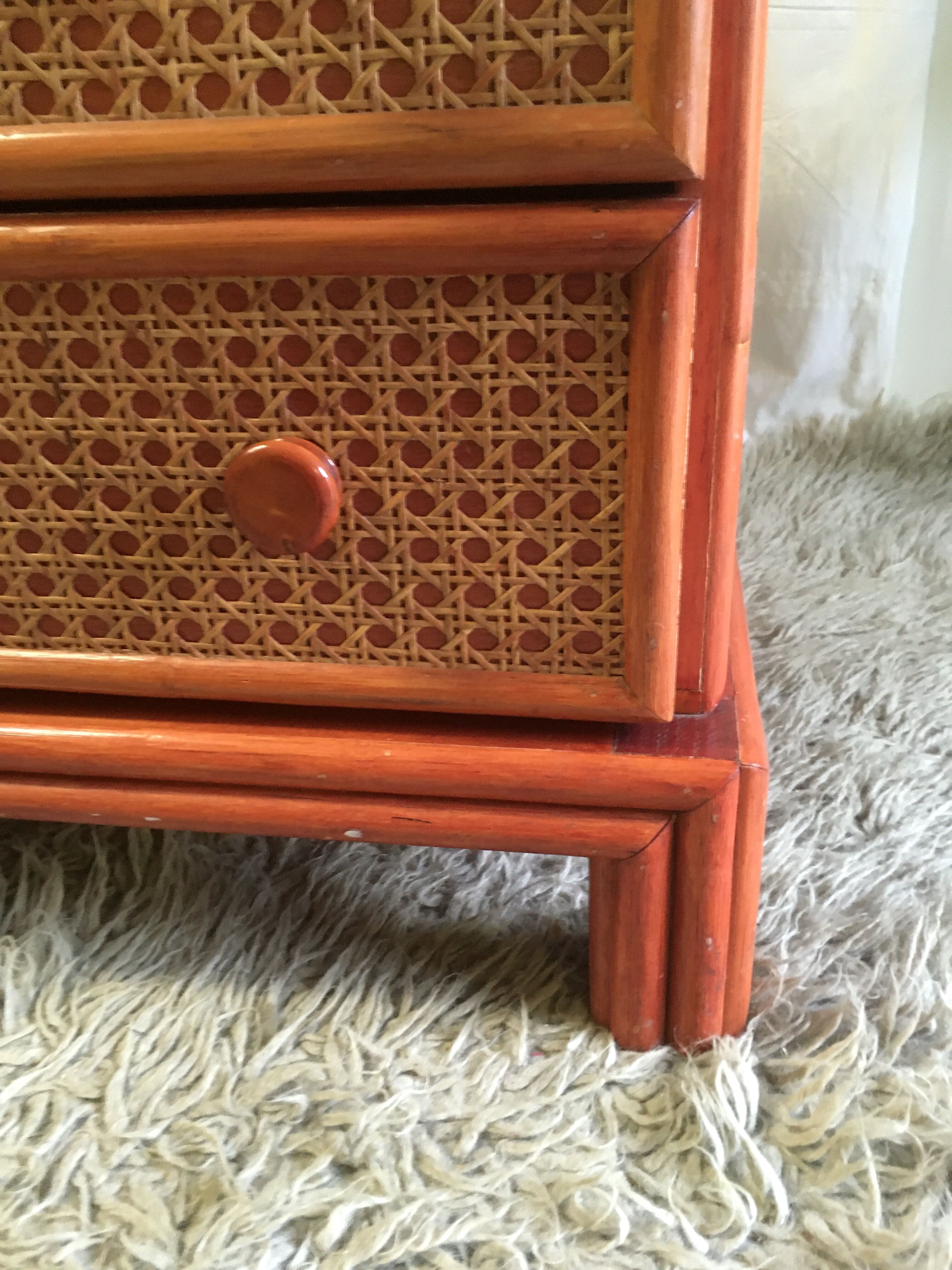 Chest of drawers wood and canning - 80s