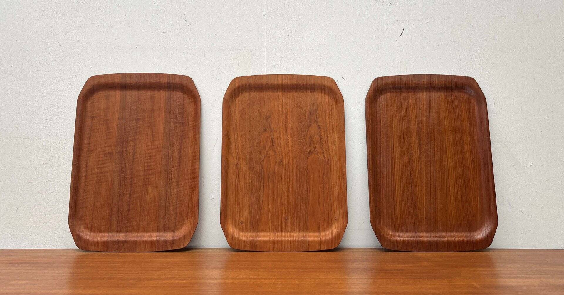 Teak trays by Langva, mid-century modern, 1960s, set of 3.