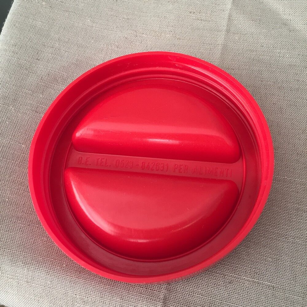 Glass candy jar red lid borgonovo italy