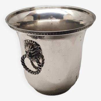 Rare silver metal champagne bucket signed veuve clicquot ponsardin lion head