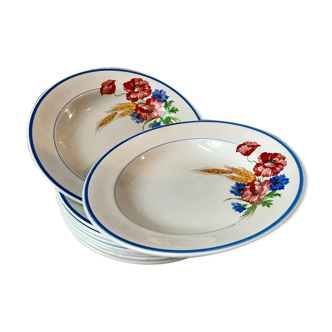 Lot de 8 assiettes creuses Salins modèle Champêtre