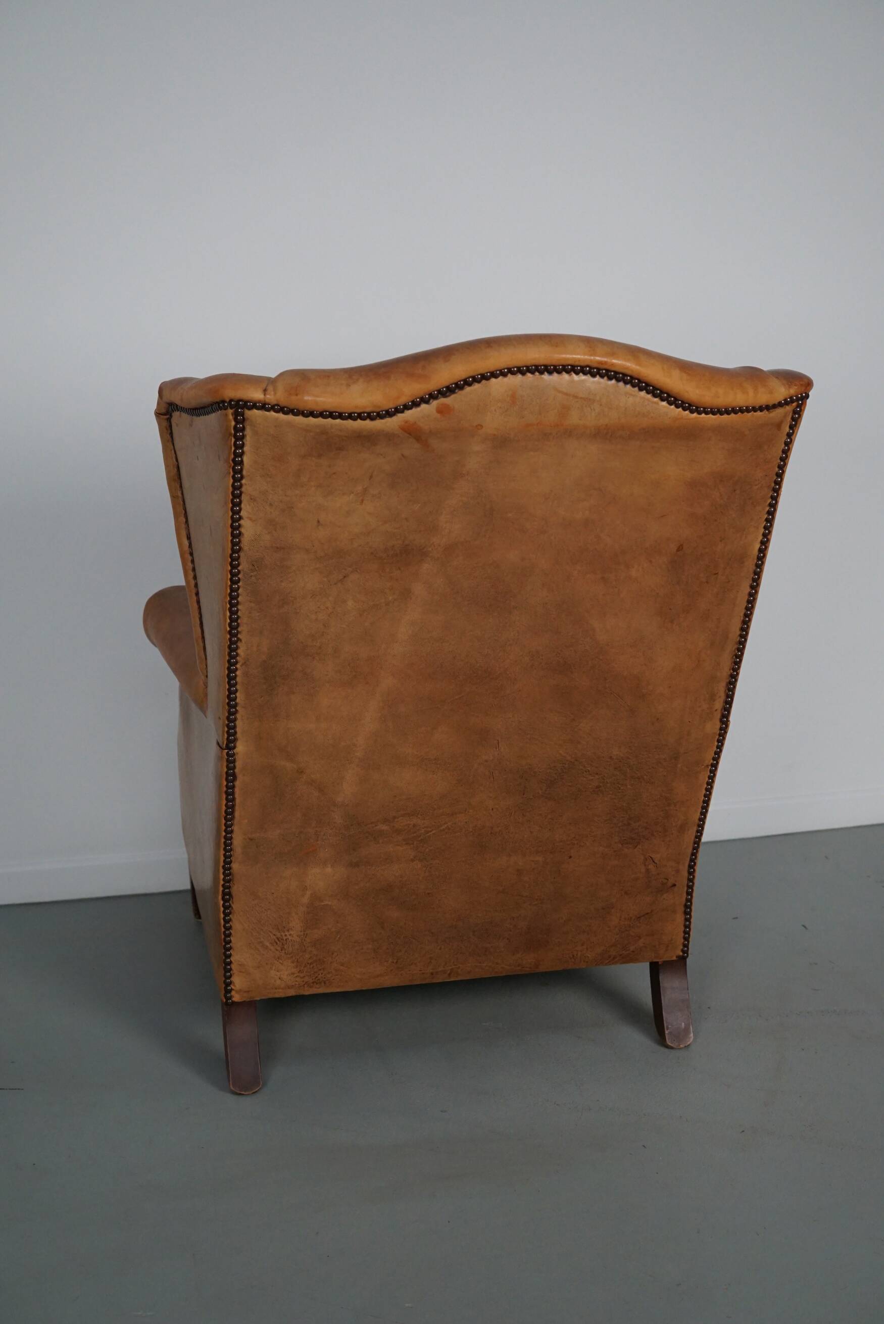 Vintage Dutch cognac coloured leather club chair