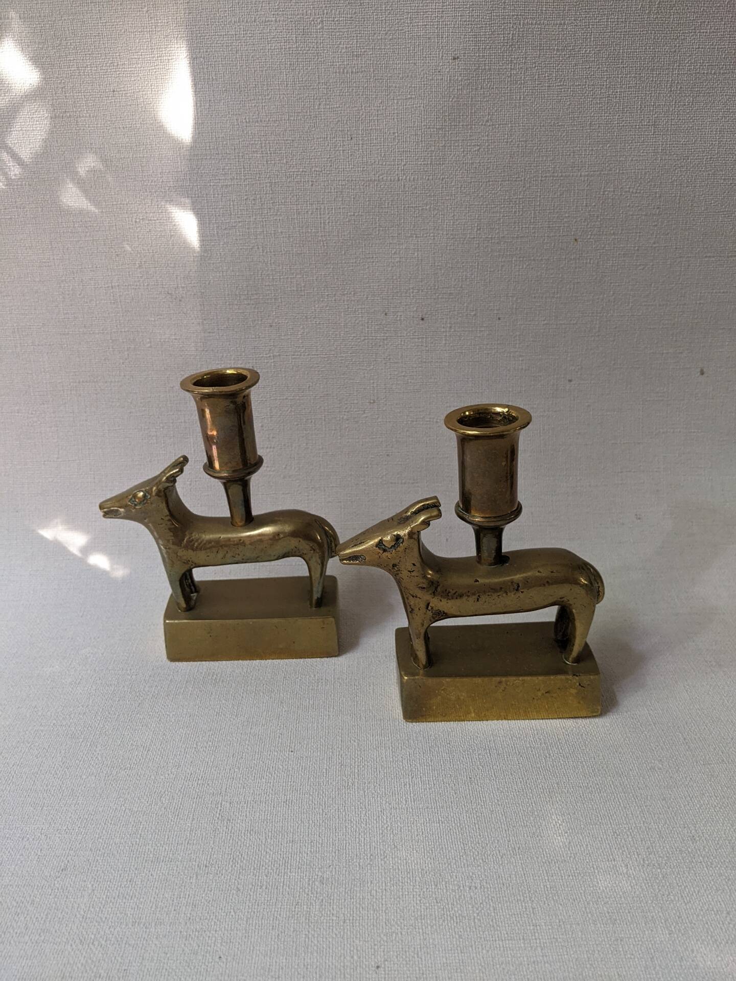 Pair of brass candlesticks ethnic decoration