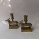 Pair of brass candlesticks ethnic decoration