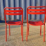 2 chairs Tolix T2 red by Xavier Pauchard