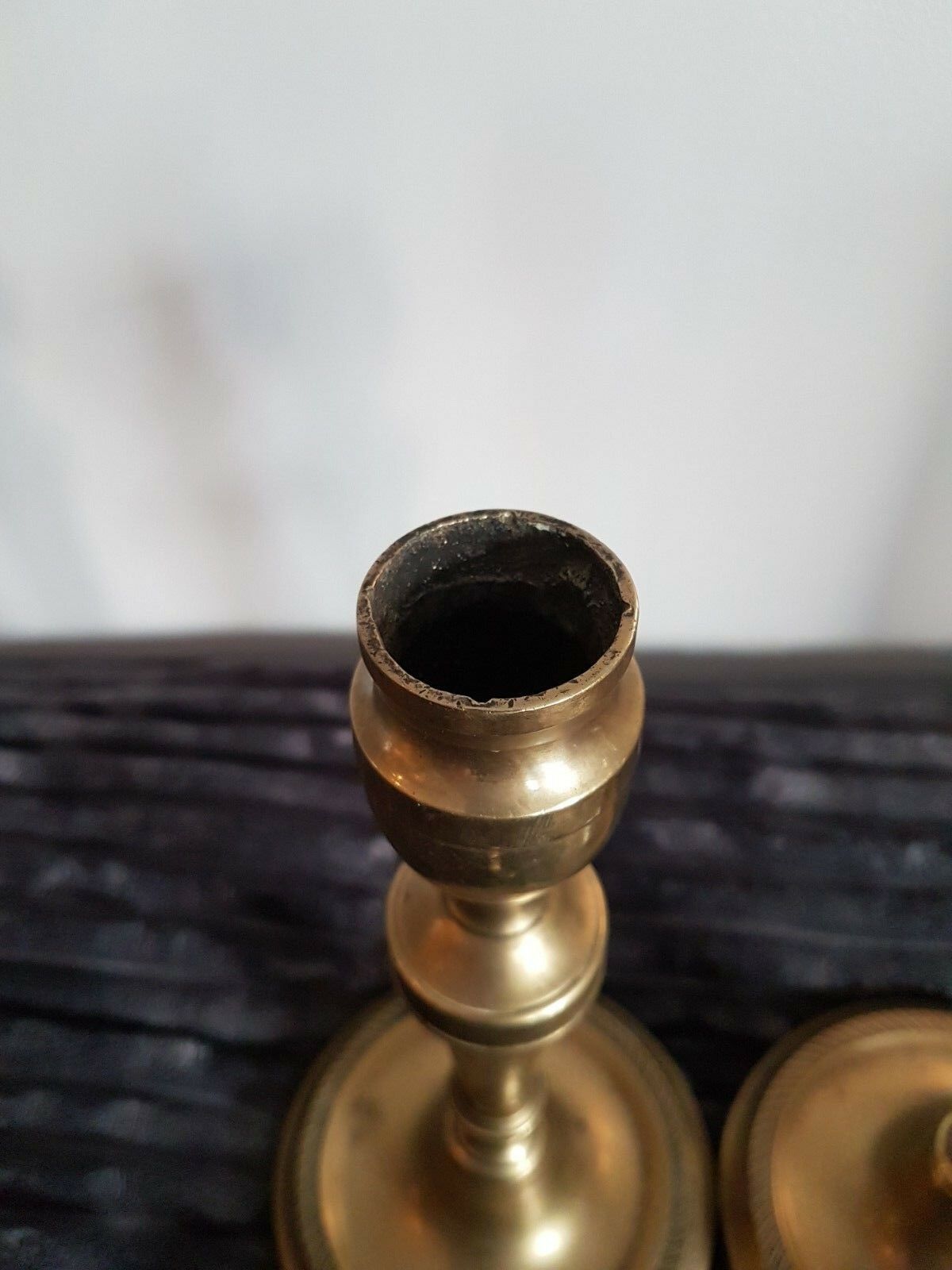 Pair of bronze church candlesticks