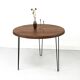 Table à manger ronde en teck avec pieds en acier, 1986
