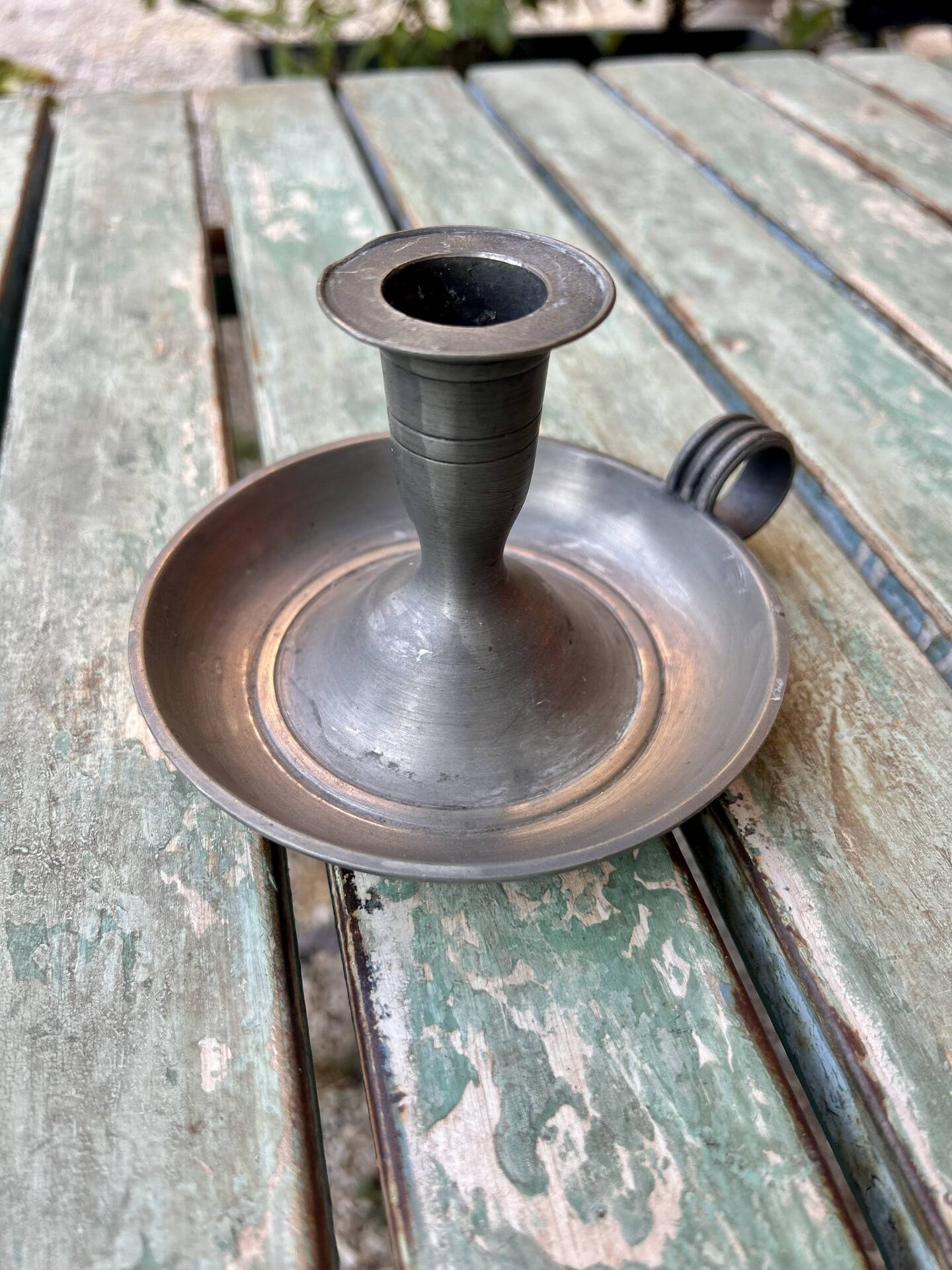 Pewter candlestick
