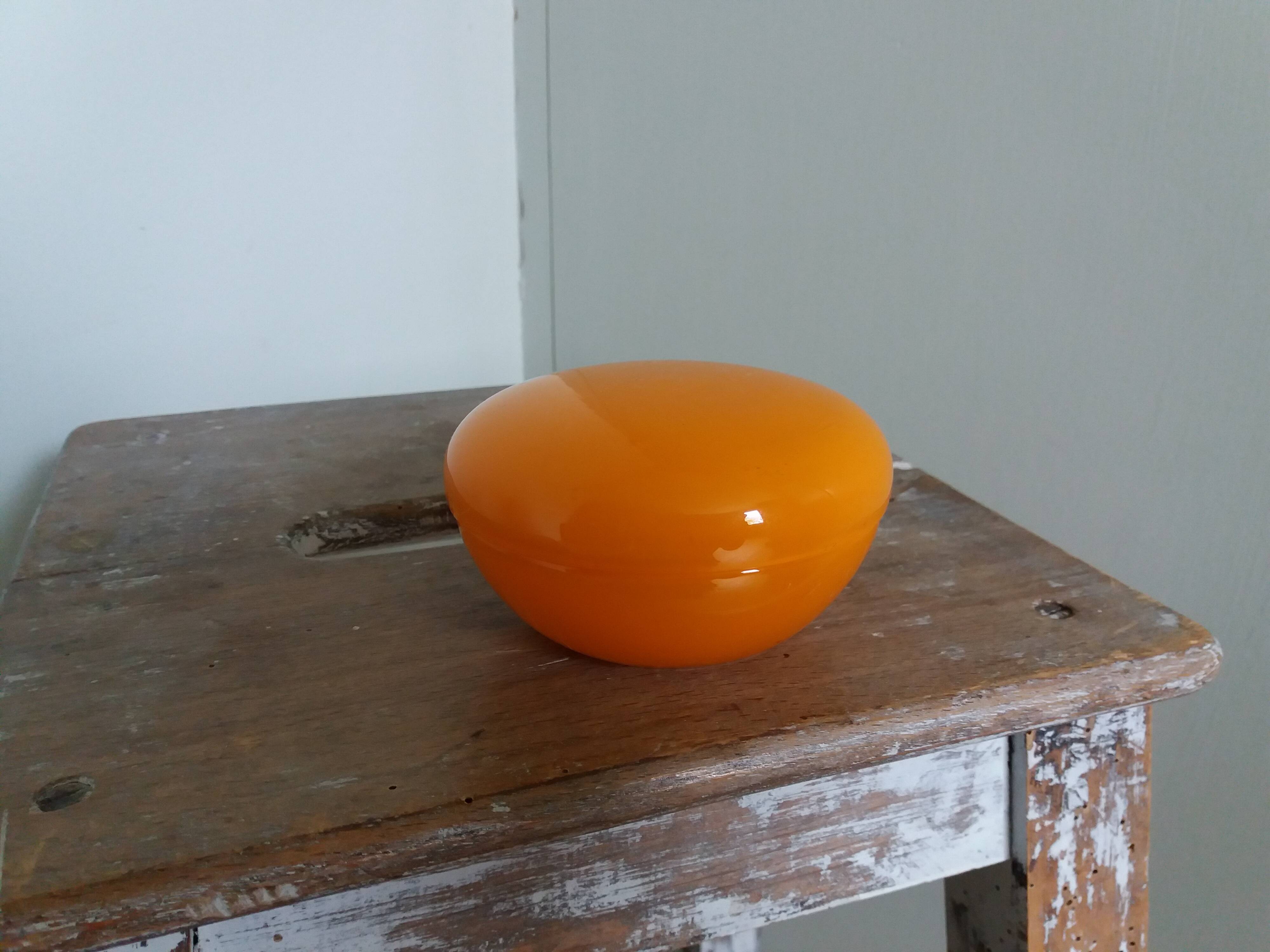 Orange glass candy box from the 70s