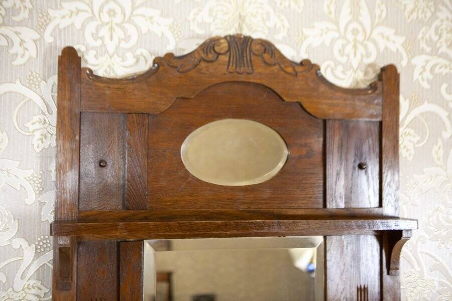 Art Nouveau Wall Mirror with Oak Frame, 1920s
