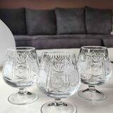 Lot 6 x verres à cognac en cristal de bohème taillé
