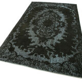 Hand-knotted vintage turkish 1980s 157 cm x 269 cm black rug