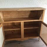 Meuble bois naturel et cannage