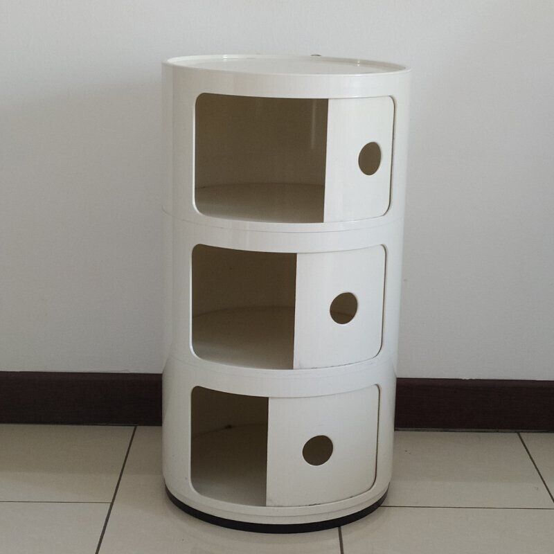 Paire d’armoires modulaires en plastique blanc vintage par Anna Castelli Ferrieri pour Kartell, années 1970