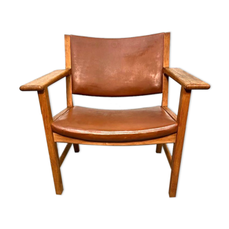 Oak and leather armchair AP53 by Hans Wegner