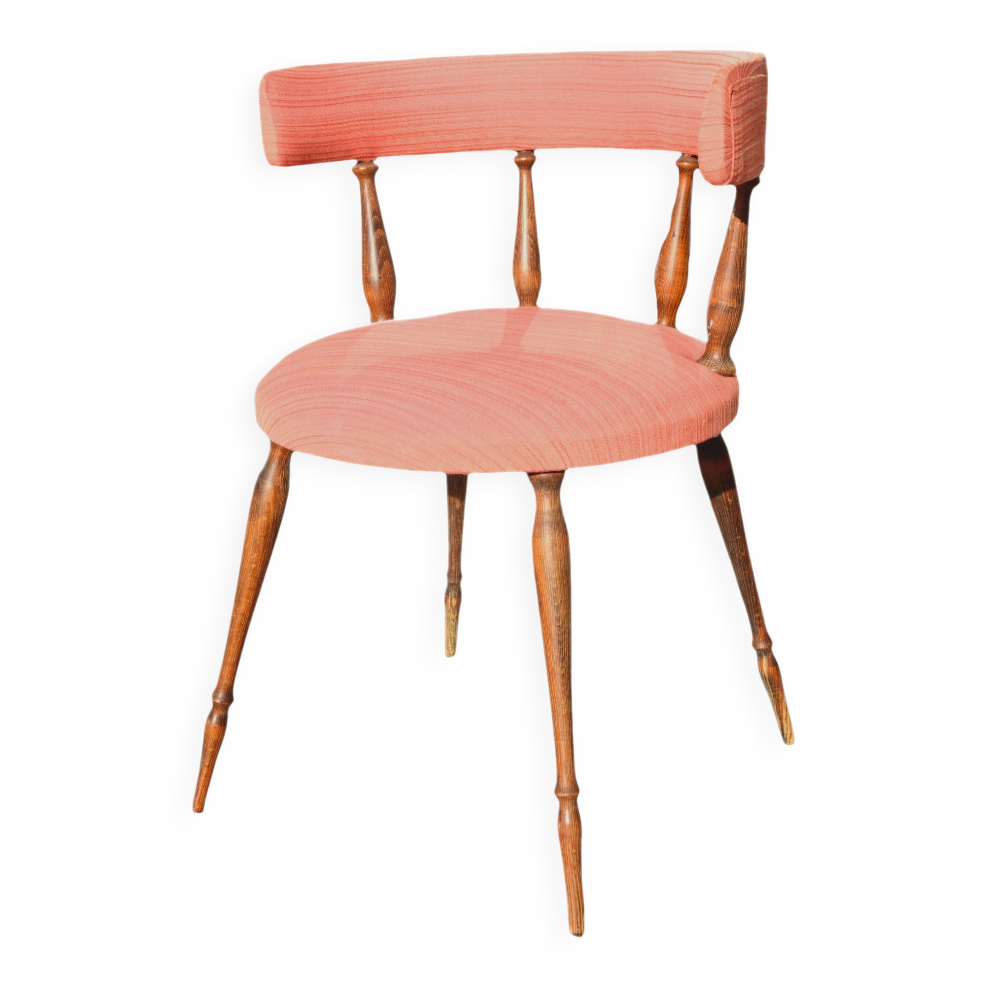 Pink gondola armchair in the style of Helmut.