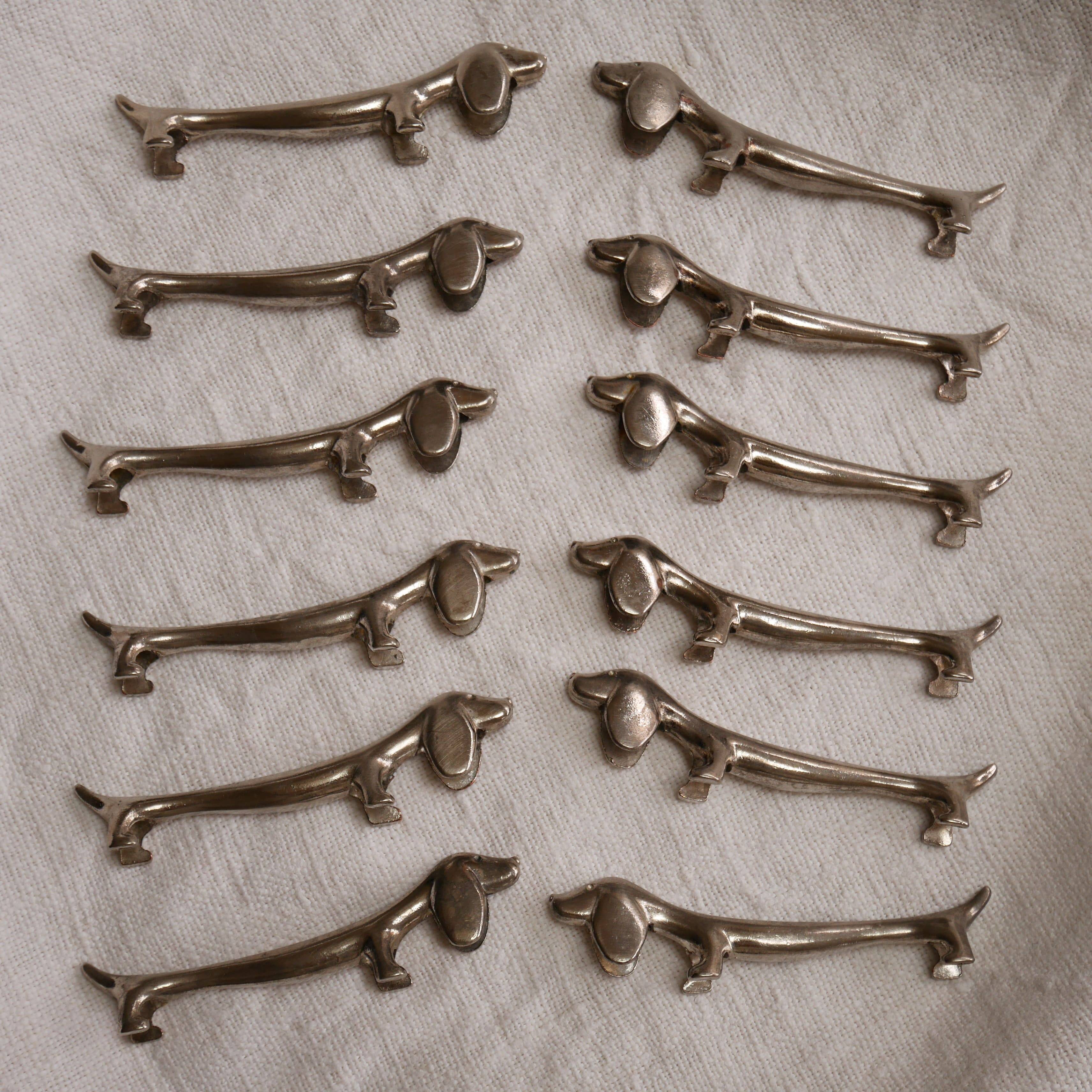 Set of 12 dachshund dog knife holders