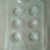 Box 6 liqueur glasses, colored ball base + serving tray, new
