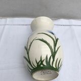 Ancient Vase CYPRUS Ceramics White Drawing Vintage Flowers