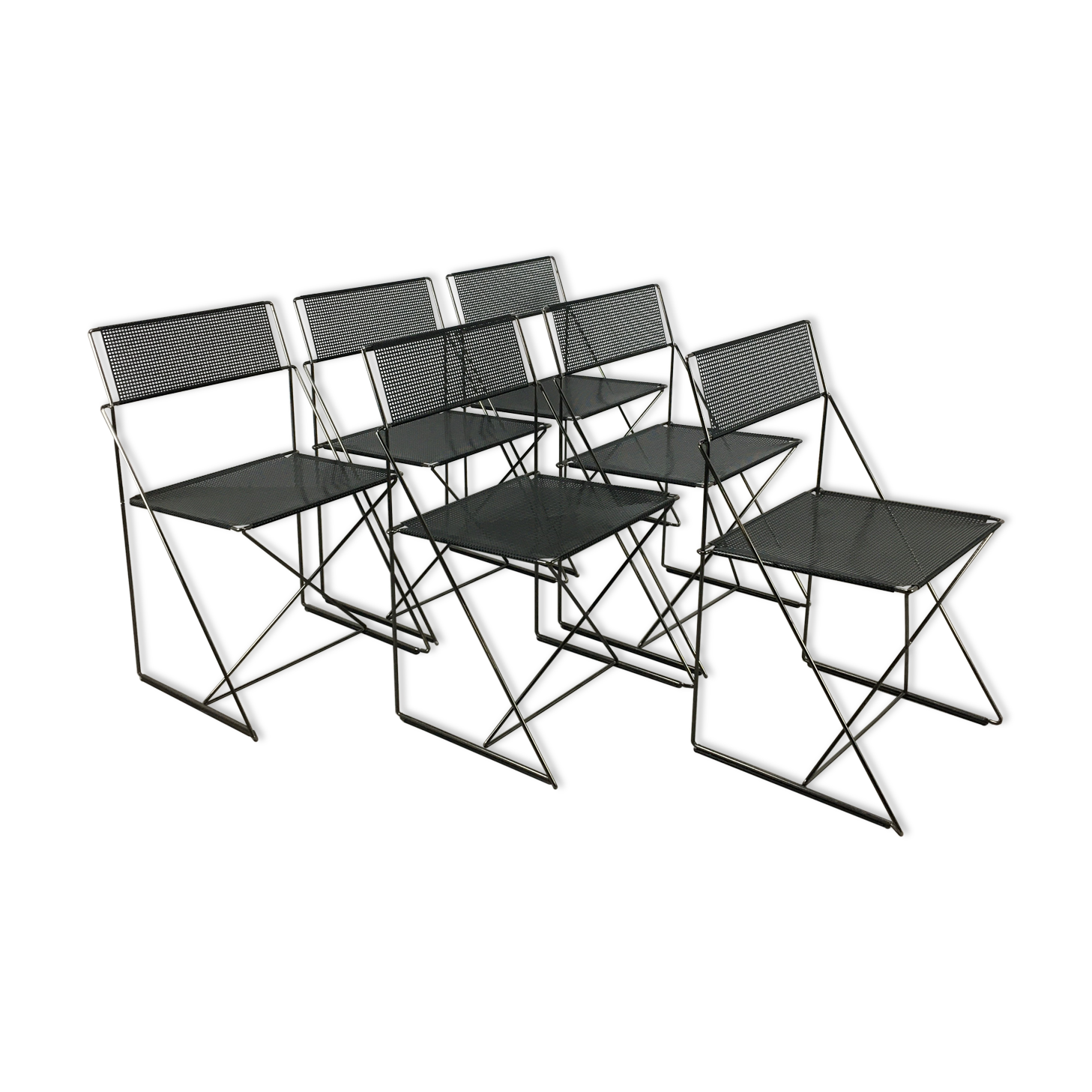 6 X-Line chairs by Niels Jorgen for Magis Italy Memphis style 1980