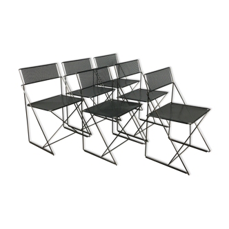 6 X-Line chairs by Niels Jorgen for Magis Italy Memphis style 1980