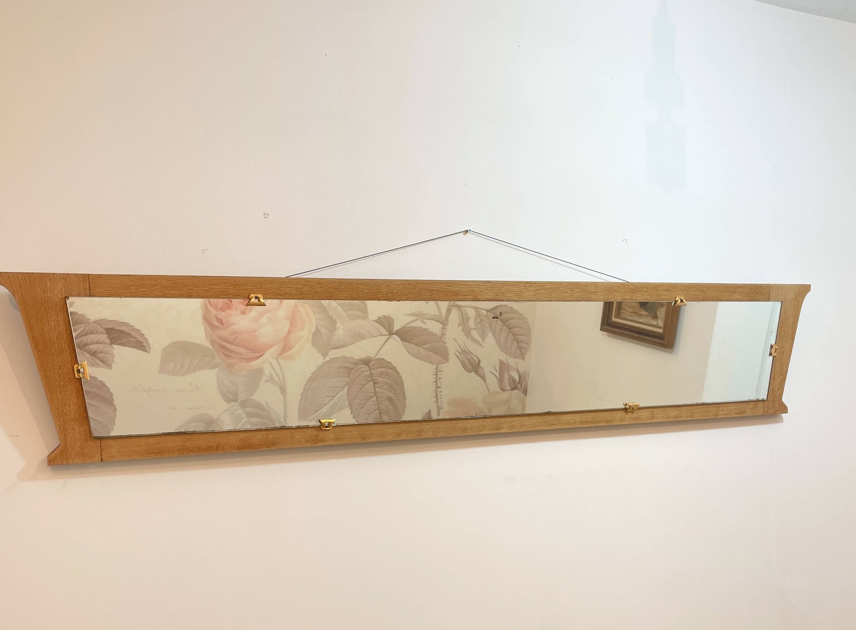 Trapezoidal oak mirror - 182x32cm