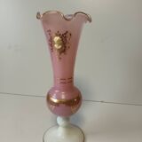 Opaline vase pink and white marquise