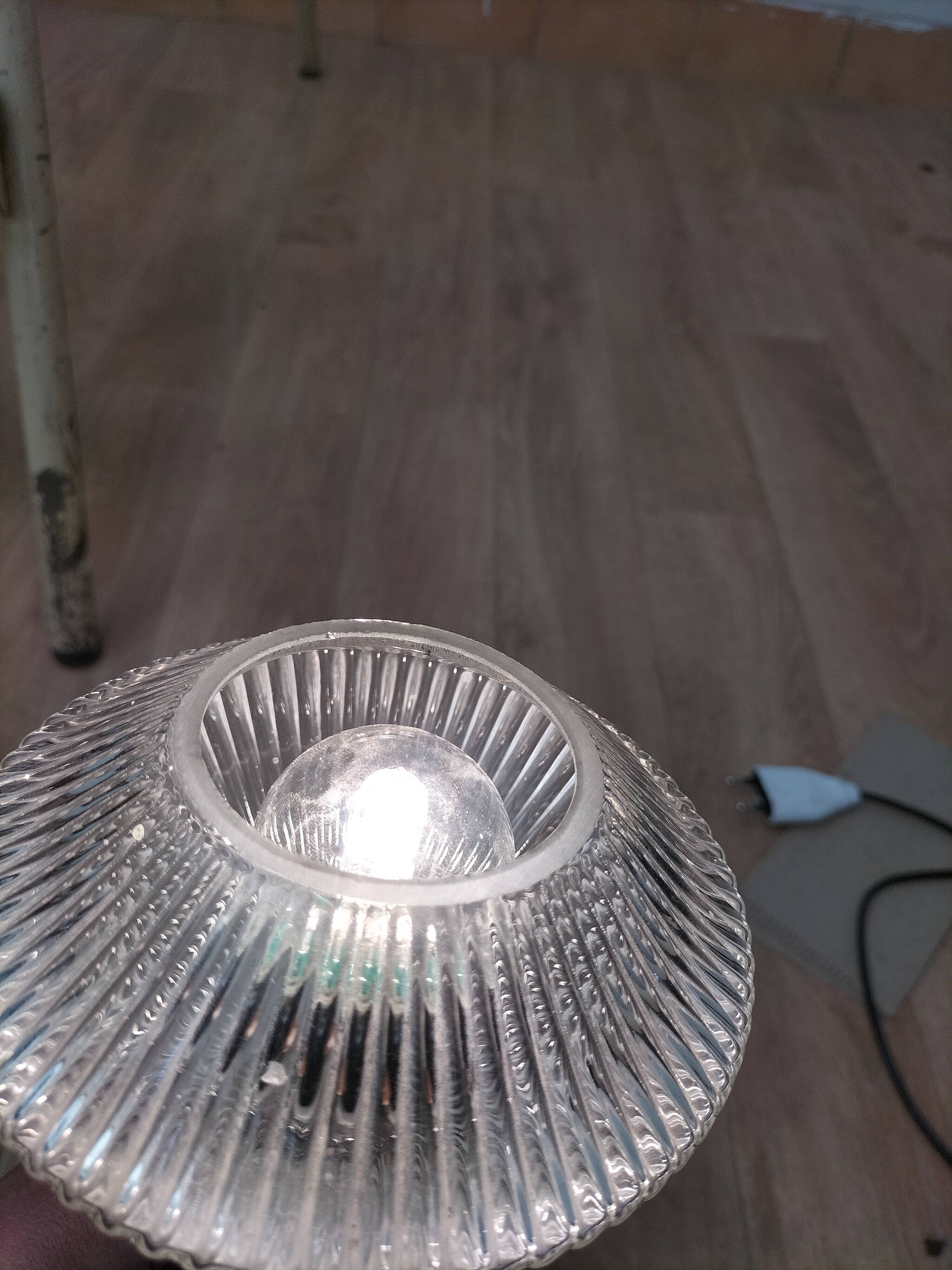 Pair of brass and glass wall lamps