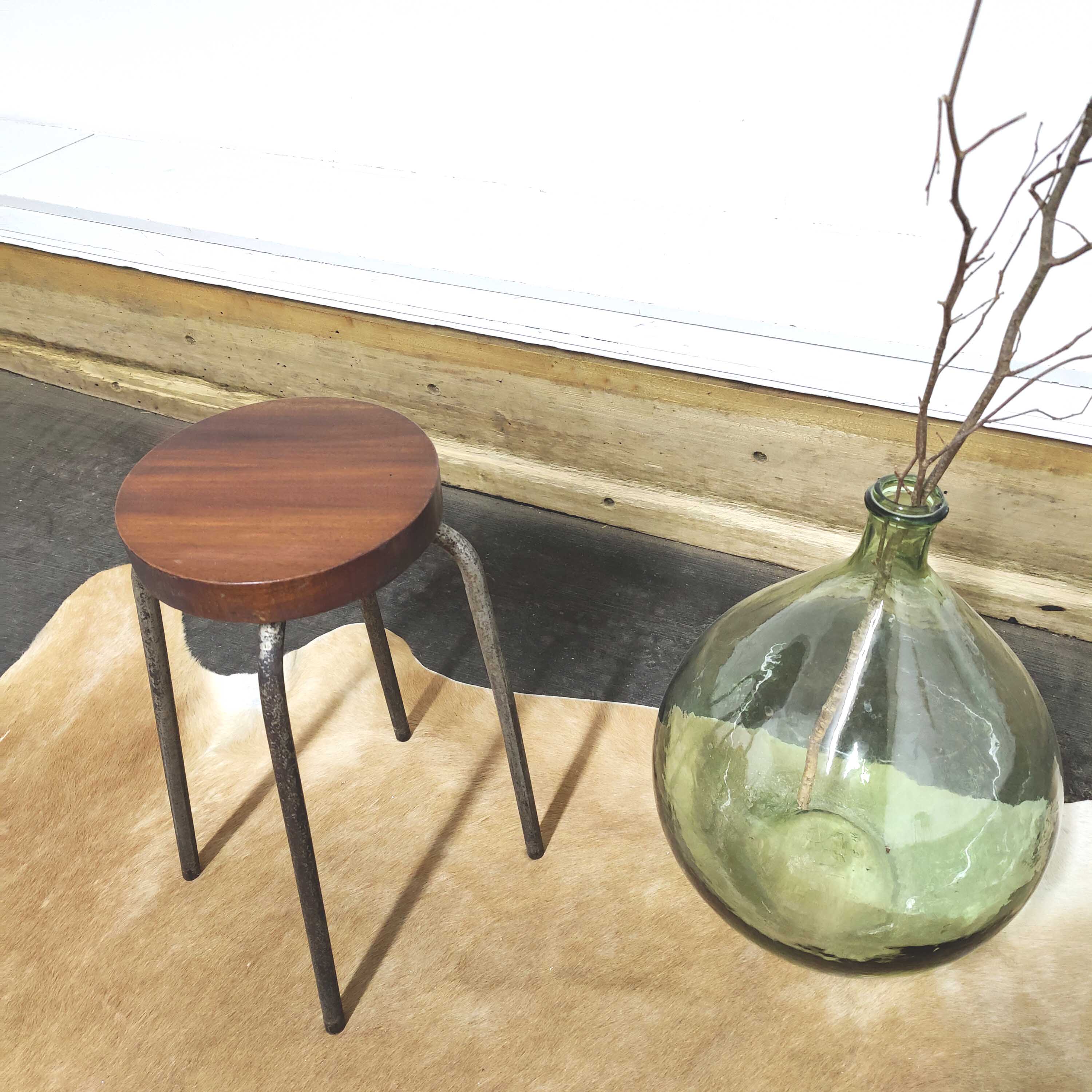 Vintage stool wood and metal workshop