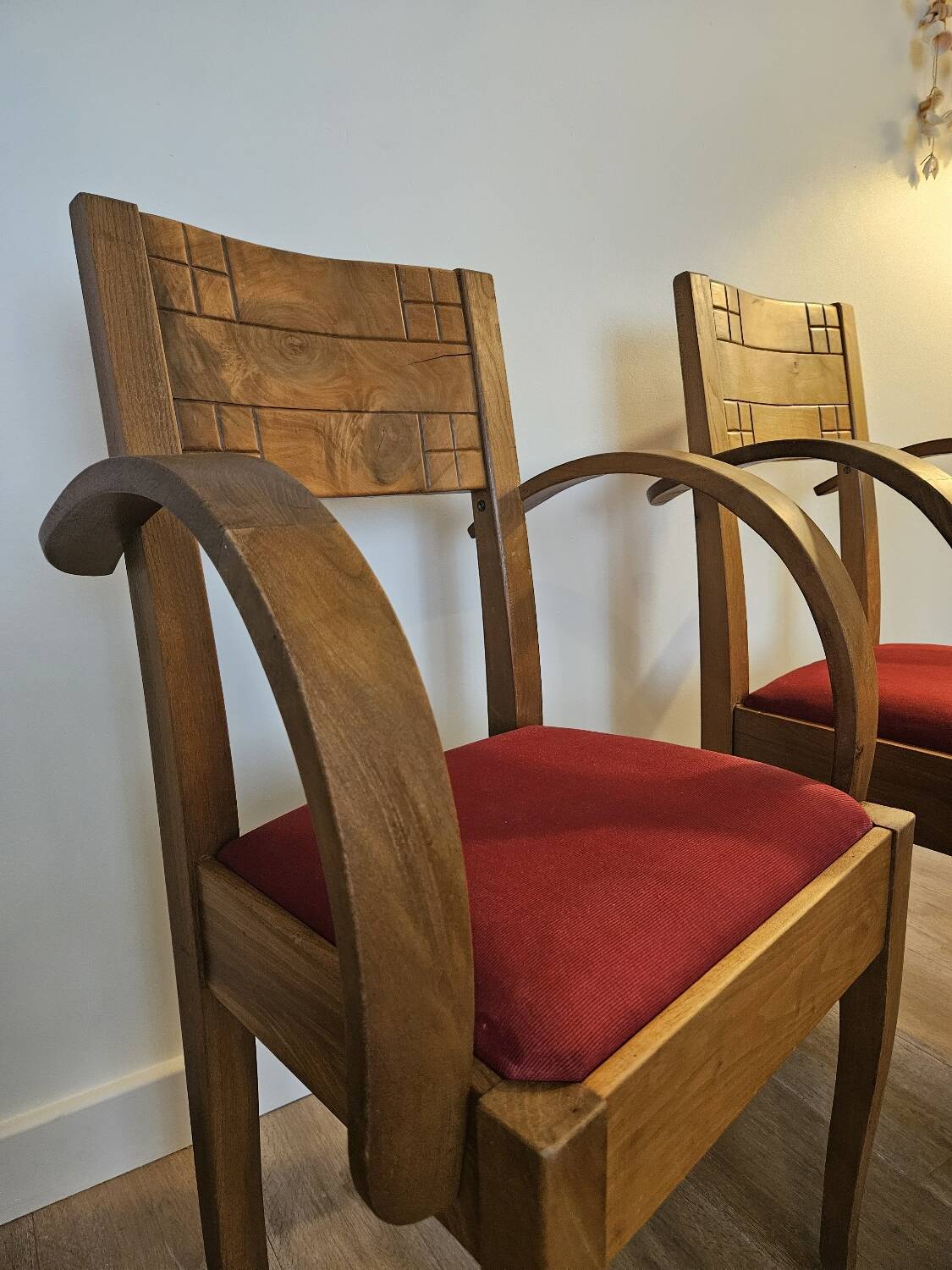 Pair of Art Deco Walnut Bridge Armchairs
