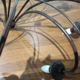 Pair of matte metal chandeliers