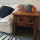 Folk Rustic Sun-Carved Nightstand sidetable cupboardsolid wood chunky