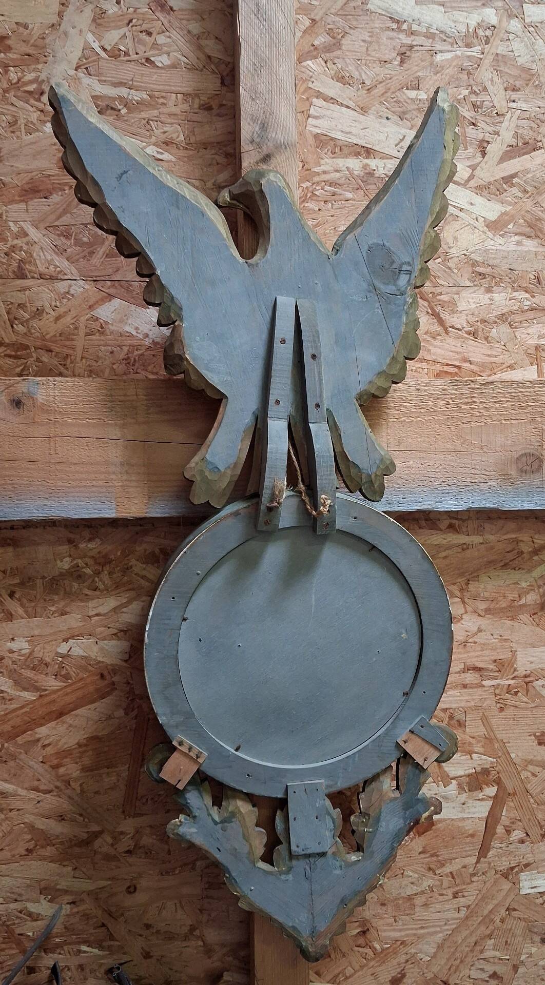 Empire style mirror with an eagle in carved and polychrome wood – late 19th century