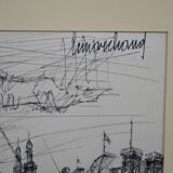 French school of the 20th century "the boat in a port with the elegant women"