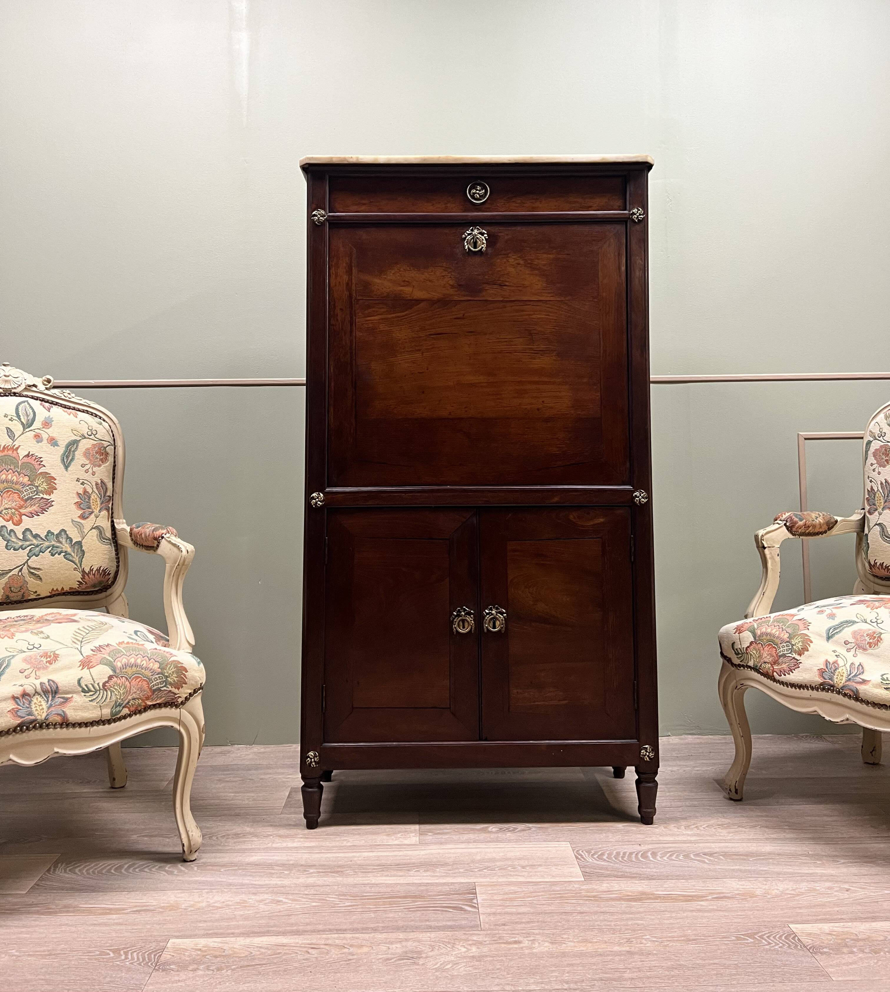 Étienne avril right secretary in mahogany louis xvi period stamped xviii eme century flag