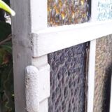 Workshop door 258,4x98,5cm in iron and colored cathedral glasses