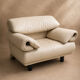 Italian leather buffalo sofa set in ecru – Poltromec Circa 1980